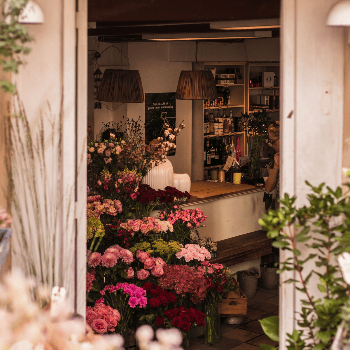 Entrada de floristería moderna